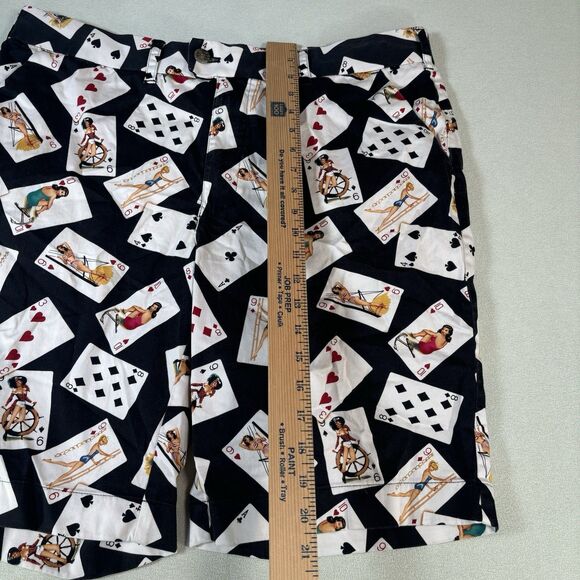 LOUDMOUTH Golf Shorts Girls Playing Cards Printed Black Size 38 gamble poker AOP - Picture 9 of 9